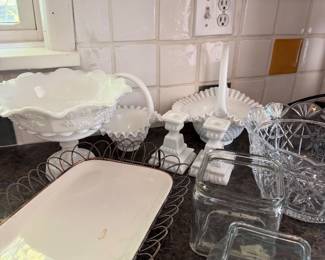 Milk glass and kitchenware