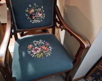 Antique Victorian needlepoint chair.