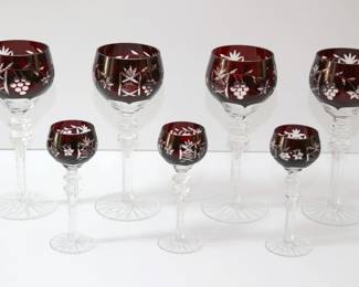 Ruby Red Cut-to-Clear Crystal Glasses