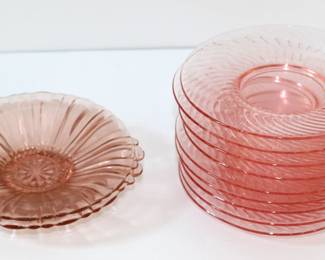 Large selection of Pink Depression Glassware