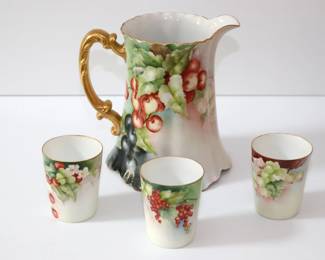 Limoges Porcelain Pitcher and cups