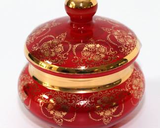Bohemian Ruby Red Blass Candy Dish
