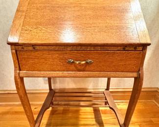 Quarter Sawn Oak Drop Front Secretary Desk with Gallery, Cubbies and Drawer