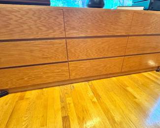 Contemporary Nine-Drawer Oak Dresser with Flush Front Design