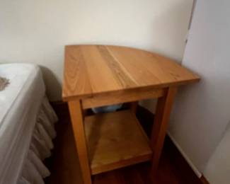 Custom made corner side table oak wood