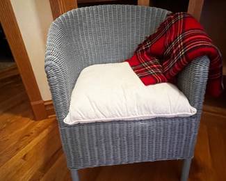 Blue Wicker Barrel Accent Chair with Cushions