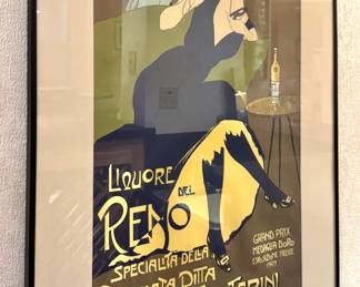 Liquore del Reno Italian Art Nouveau Advertising Serigraph, Giulio Tartarini, size 27"x20" image 21"x13