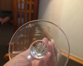 Pair of Waterford Crystal Cut Wine Goblets with Fan Cut Pattern