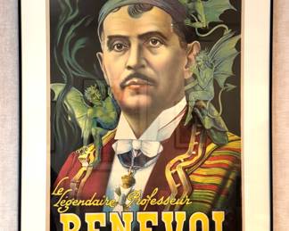 Professor Benevol Magic Poster Serigraph After Lucien Métivet size 38"x29" overall 32"x22" image