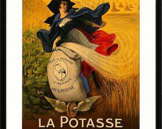 French Art Nouveau "La Potasse Est La Fortune de L'Agriculteur" Serigraph size od 37"x29" image 28"x21"