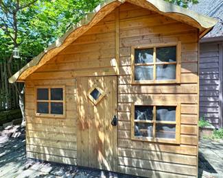Rowlinson Two-Story Cedar Garden Playhouse with Loft, Windows & Dutch Door