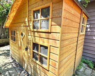 Rowlinson Two-Story Cedar Garden Playhouse with Loft, Windows & Dutch Door