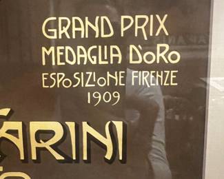 Liquore del Reno Italian Art Nouveau Advertising Serigraph, Giulio Tartarini, size 27"x20" image 21"x13