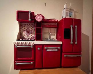 Retro Red Doll Kitchen Playset