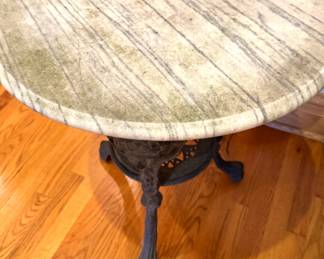 Victorian Cast Iron Marble Top Bistro Table with Ornate Grapevine Base