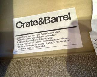 Crate & Barrel Upholstered Three Cushion Sofa in Neutral Performance Fabric