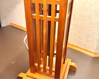 Arts & Crafts Mission Style Cherry Table Lamp with Rice Paper Shade