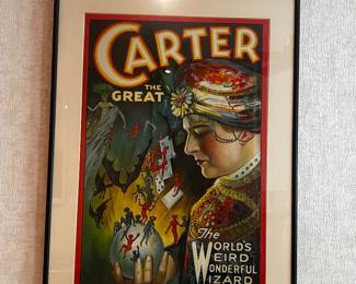 Vintage Original Lithograph Poster is "Carter the Great - The World's Weird Wonderful Wizard" by the Otis Lithograph Co printed 1926s. size 24"x17" image (13'x19.5")