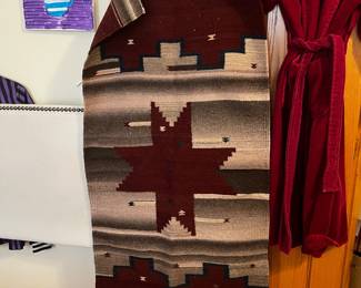 Hand Woven Zapotec wool rug Aztec pattern