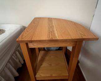 Custom made corner side table oak wood