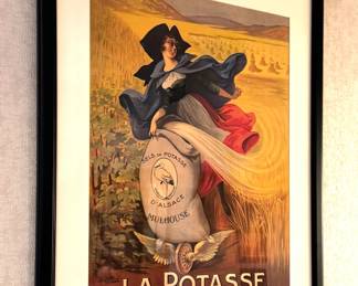 French Art Nouveau "La Potasse Est La Fortune de L'Agriculteur" Serigraph 37"x29 (28"x21")