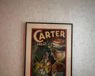 Vintage Original Lithograph Poster is "Carter the Great - The World's Weird Wonderful Wizard" by the Otis Lithograph Co printed 1926s. 24"x17" (13'x19.5")
