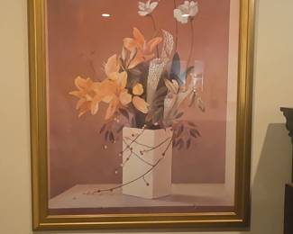 Floral Still Life Print in Gilded Frame