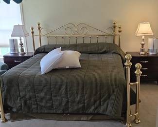 Dresher King Size Brass Finish Metal Bed Frame with Headboard and Footboard