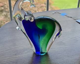 Murano Art Glass Sommerso Elephant Sculpture