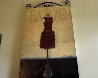 BAZAAR Paris Fashion Canvas Art with Wrought Iron Hanger