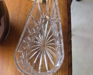 Crystal Relish Dish  Pinwheel Pattern