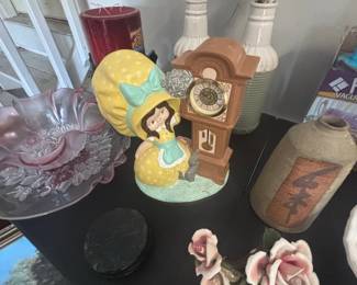 Byron Molds Girl with Grandfather Clock Figurine