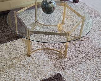 Brass and Glass Oval Coffee Table
