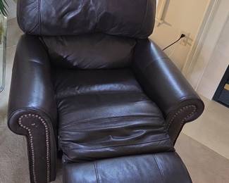 Dark Brown Leather Power Recliner with Nailhead Trim  Ashley Furniture Colleton fourth image