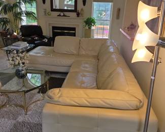 Pre-Sale Item. Call/text 540-792-1914 to set up an appointment. Cream Leather Sectional Sofa