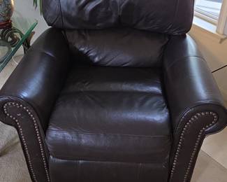 Dark Brown Leather Power Recliner with Nailhead Trim  Ashley Furniture Colleton
