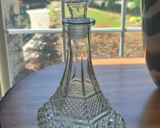Pressed Glass Decanter with Stopper