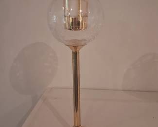 HansAgne Jakobsson Brass and Crackle Glass Hurricane Candle Holder