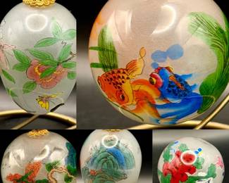 (5) Chinese Reverse Painted Ornaments