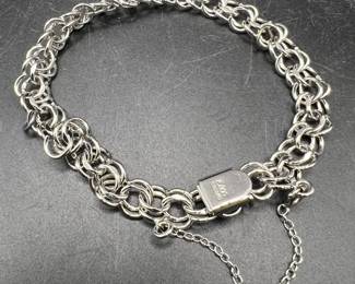 .925 Elco Sterling Silver Jewelry Bracelet with Safety Clasp