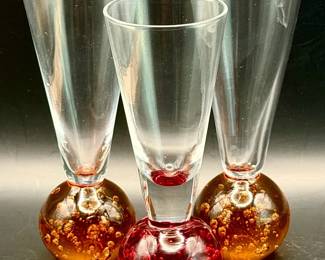 (3) MCM Shot Glasses With Bubble Base