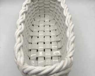 Beautiful Large White Italian Ceramic Basket