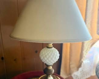 Hobnail Milk Glass Lamp Vintage