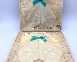2 Unopened Packages of Very Pretty Embroidered Cotton Handkerchiefs