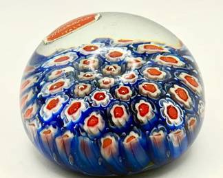 Stickered Murano Millefiori Glass Paperweight