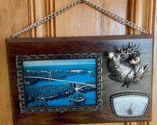 A&F Wall Plaque with Deer Head, Ivy Lea Bridge, Thermometer