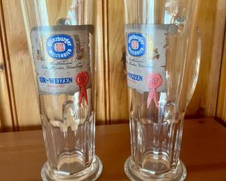 German Tall Glass Beer Mugs (2)