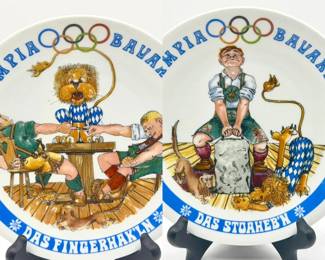 (2) 1972 Munich Olympics Seltmann Weiden porcelain collector plates