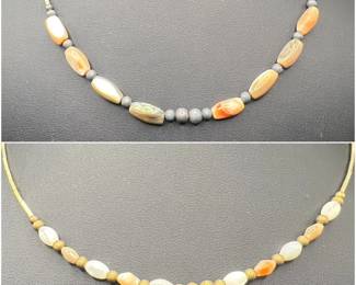 (2) Dainty Beaded Necklaces — Vintage or Antique Jewelry