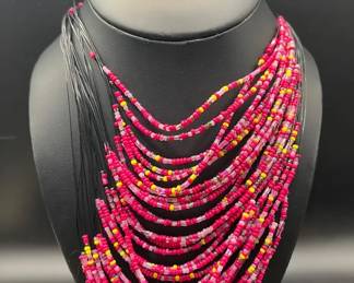 Beaded Jewelry Set: Multi-Strand Necklace & Dangle Earrings